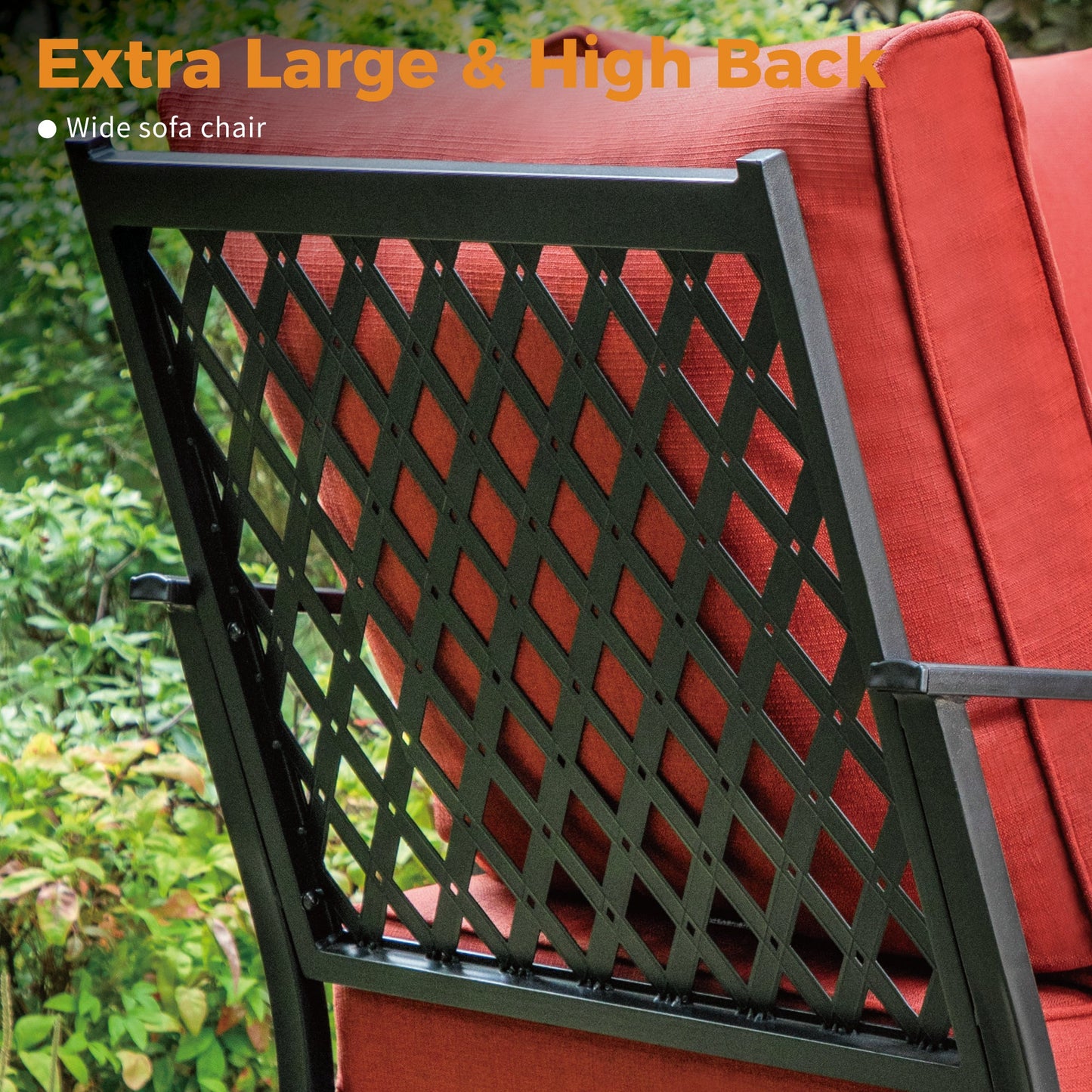 Sophia&William 7 Seat Patio Outdoor Furniture Set Metal Conversation Set with Ottomans & Rocker Chair, Red