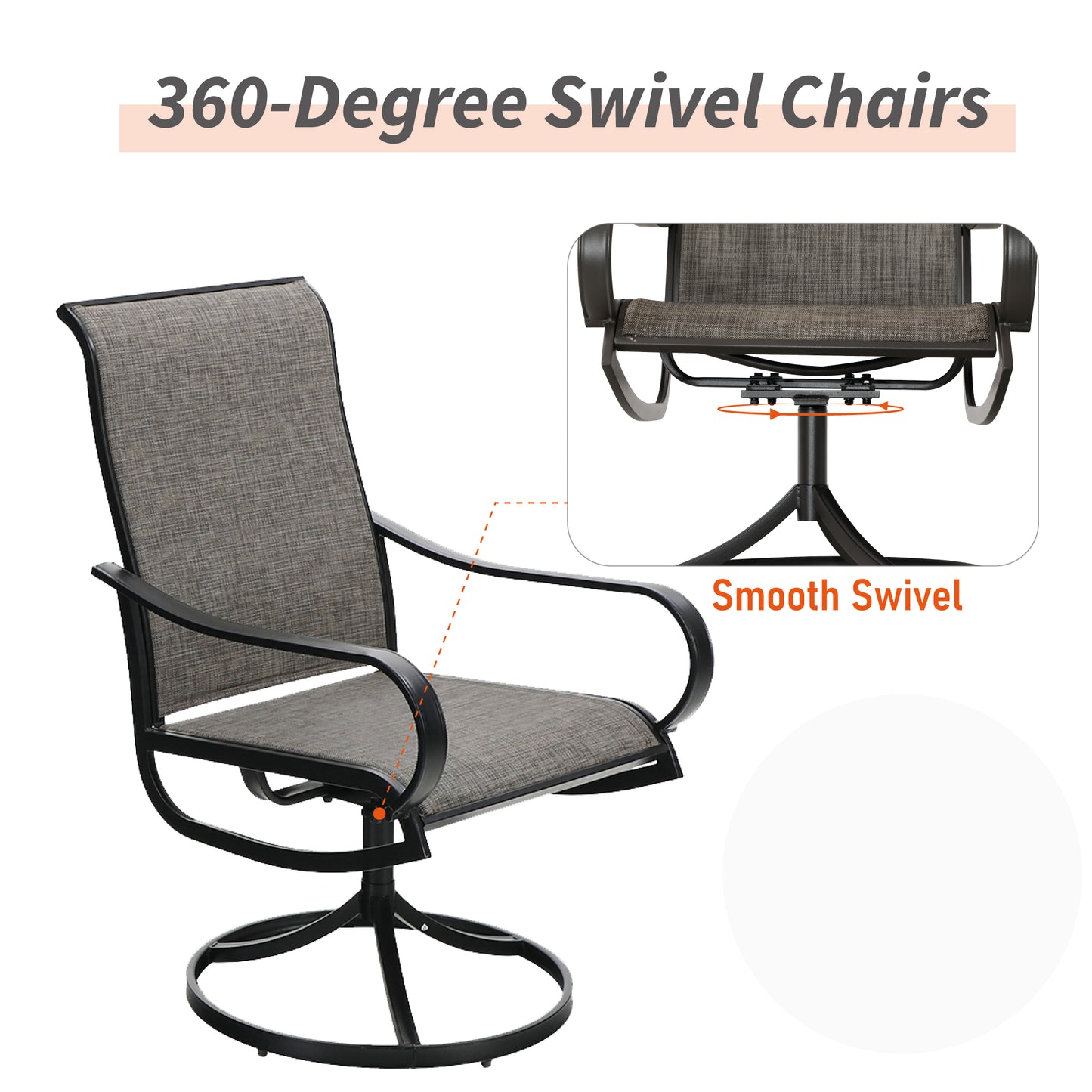 Sophia & William 7 Piece Outdoor Patio Dining Set Metal Table and Textilene Seivel Chairs Furniture Set