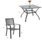Sophia & William 5 Peices Metal Patio Dining Set Outdoor Furniture Table and Stackable Stackable Chairs Set for 4 People, Black