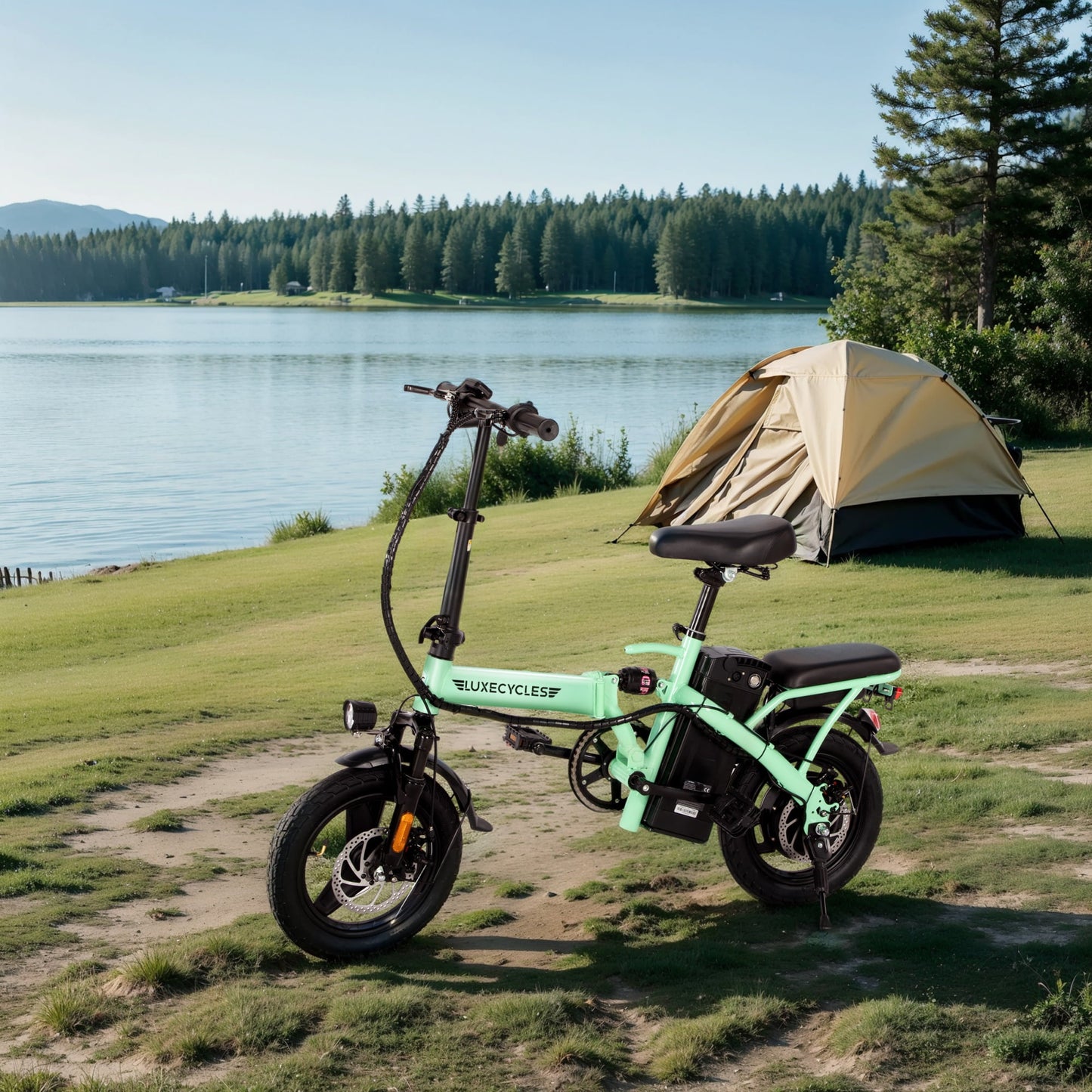 Alpha Joy Foldable Electric Bike for Adults 14", Rated 350W Peak 500W Ebike 48V 13AH UL2849