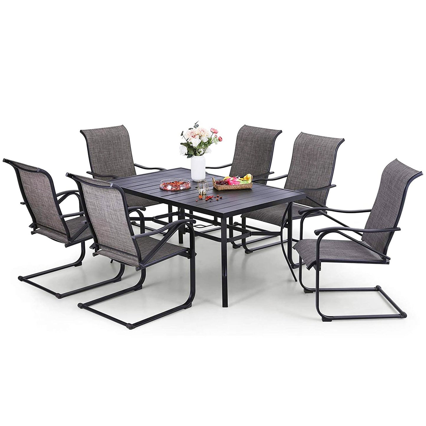 Sophia&William 7-Piece Metal Outdoor Patio Dining Furniture Set, Gray