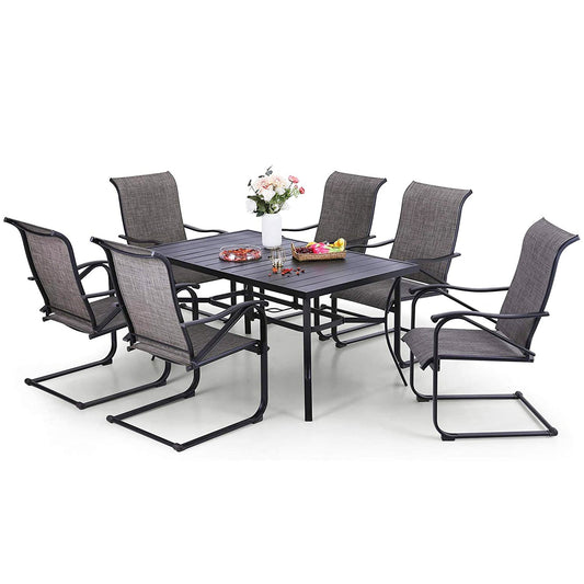 Sophia&William 7-Piece Metal Outdoor Patio Dining Furniture Set, Gray