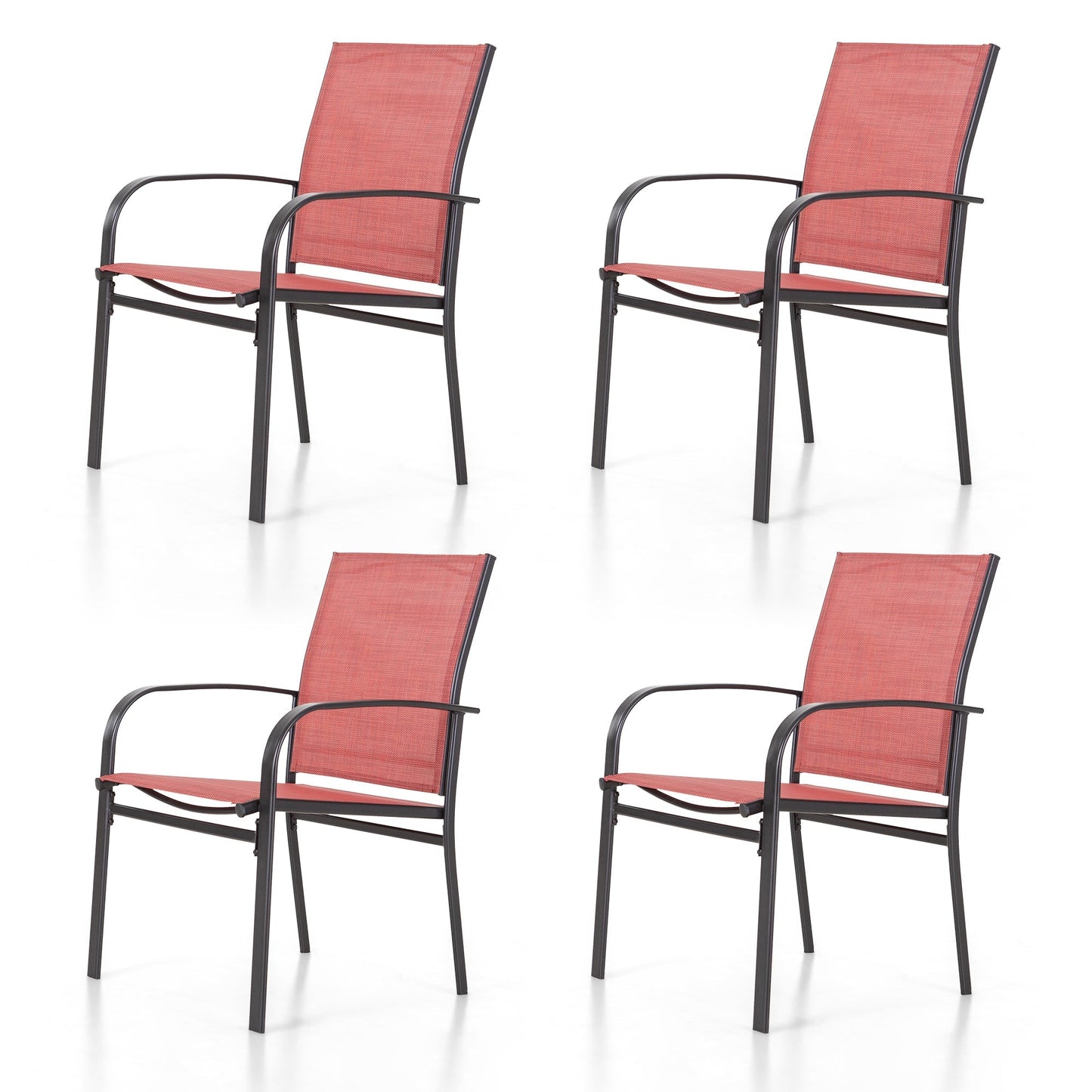 Sophia & William Outdoor Patio Dining Chair - Textilene - Set of 4 - Red