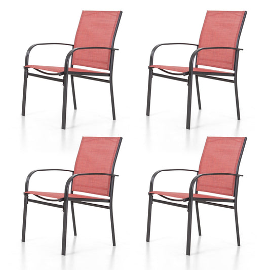 Sophia & William Outdoor Patio Dining Chair - Textilene - Set of 4 - Red