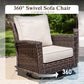 Sophia & William 3 Pieces Patio Chairs Set with Side Table Wicker Outdoor Bistro Set, Beige