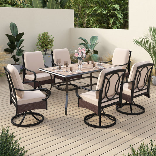 Sophia&William 7-Piece Outdoor Patio Dining Set Cushioned Chairs and Steel Table