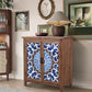 Alpha Joy Rustic 2-Door Accent Cabinet, Wood Storage Cabinet with Shelves in Porcelain Pattern for Entryway, Dining Room, Blue & White