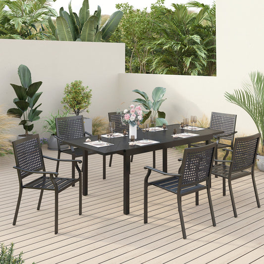 Sophia & William 7-Piece Patio Dining Set with Heavy-duty Metal Chairs and Extendable Table
