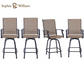 Sophia & William 4 Pcs Outdoor Swivel Metal Bar Stools Patio Height Textilene Chairs in Brown