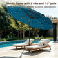 Alpha Joy 10ft 3 Tier Auto-tilt Outdoor Patio Umbrella Beach Garden Double Vented Table Umbrella with Solar Lights, Cerulean