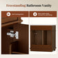 Sophia & William 30inch Bathroom Vanity with 5inch Deep Sink Freestanding Wood Bathroom Cabinet Vanity with 1 Door & 2 Drawers, Cherry Brown