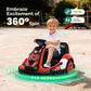 Alpha Joy Kids 12V Bumper Car with Steering Wheel & Remote Control, 3-Color LED Lights, 3 Speeds, Electric Ride-on Toys Car for 3-6 Years, Red