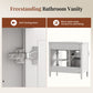 Sophia & William 36inch Bathroom Vanity with 5inch Deep Sink Freestanding Wood Bathroom Cabinet Vanity with 2 Doors & 2 Drawers & Adjustable Shelf, White