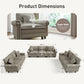 Sophia&William Large Sectional Sofa Set, Mid-Century Linen Cloud Couch 7-Seat Nailhead Trim Modular Sofa with 7 Pillows for Living Room, Light Gray