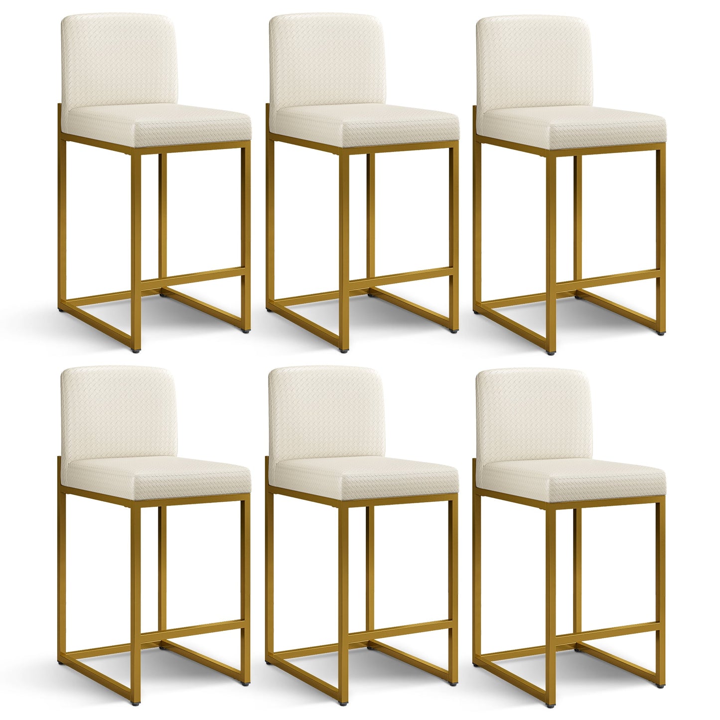 Sophia & William 24" Counter Height Bar Stools with High Backrest 3 Pack Comfortable Modern Counter Stools for Kitchen & Home, Plaid White