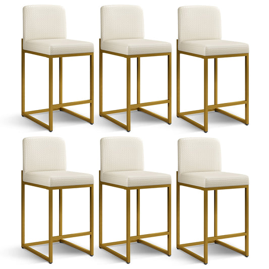 Sophia & William 24" Counter Height Bar Stools with High Backrest 3 Pack Comfortable Modern Counter Stools for Kitchen & Home, Plaid White