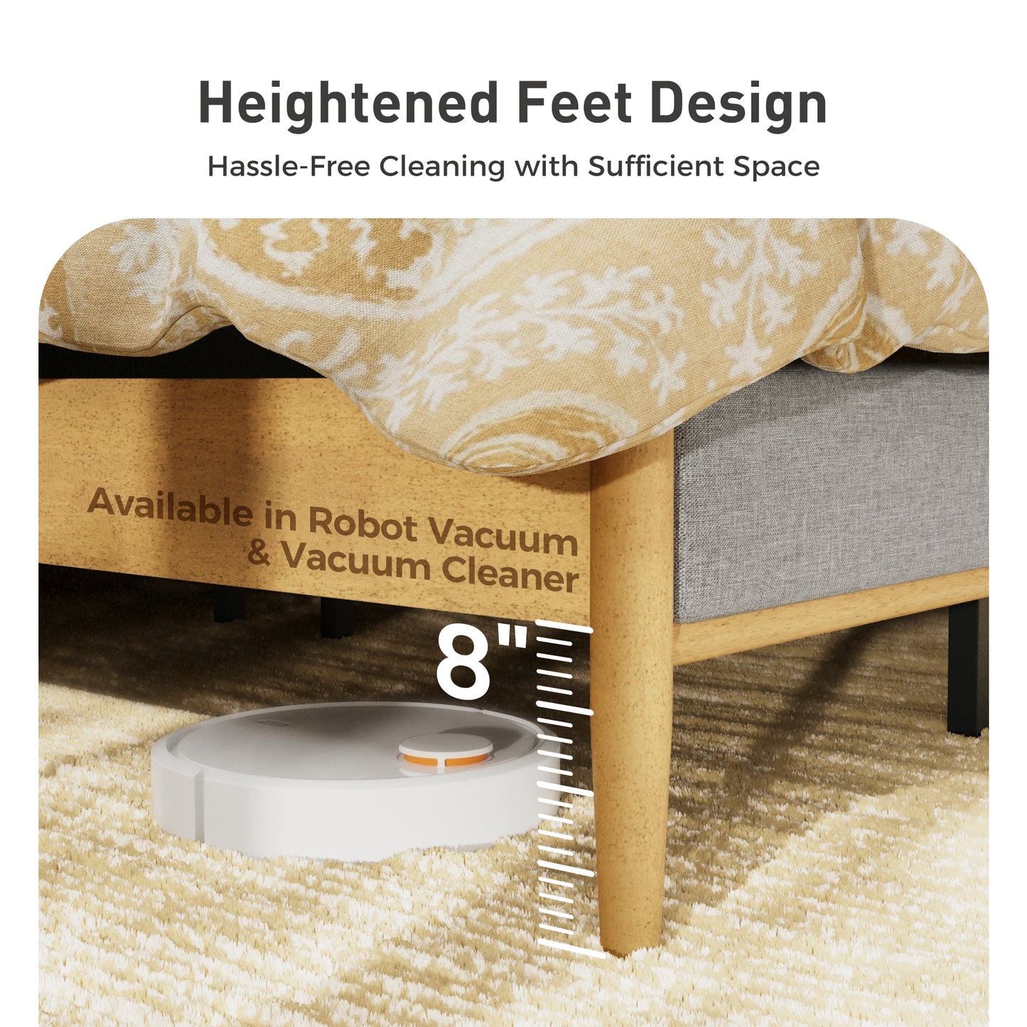 Sophia & William King Size Wood Bed Frame Upholstered Platform Bed Frame with Headboard & Footboard Mid-Century Bedroom Furniture,No Box Spring Needed,Gray