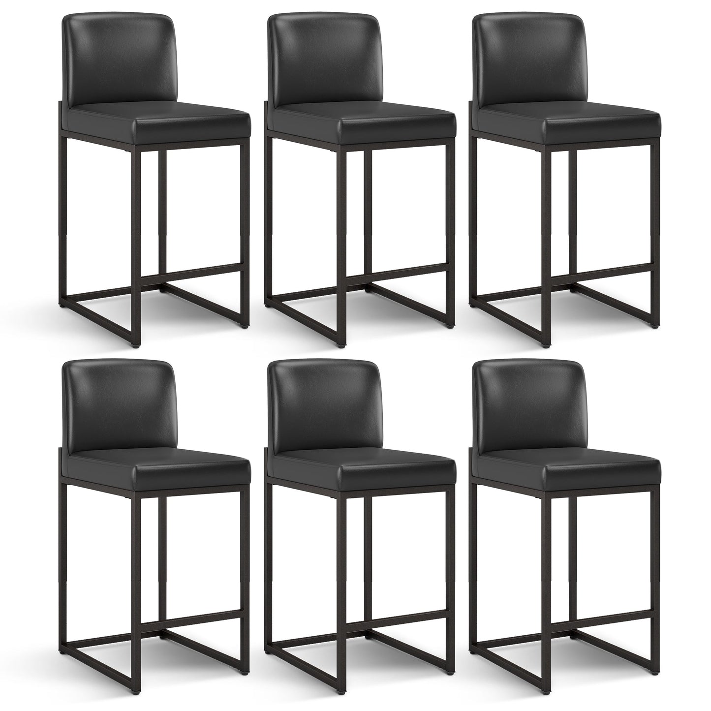Sophia & William Counter Height Bar Stools with High Backrest Set of 6 Comfortable Modern Counter Stools for Kitchen & Home, Black