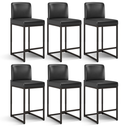 Sophia & William Counter Height Bar Stools with High Backrest Set of 6 Comfortable Modern Counter Stools for Kitchen & Home, Black