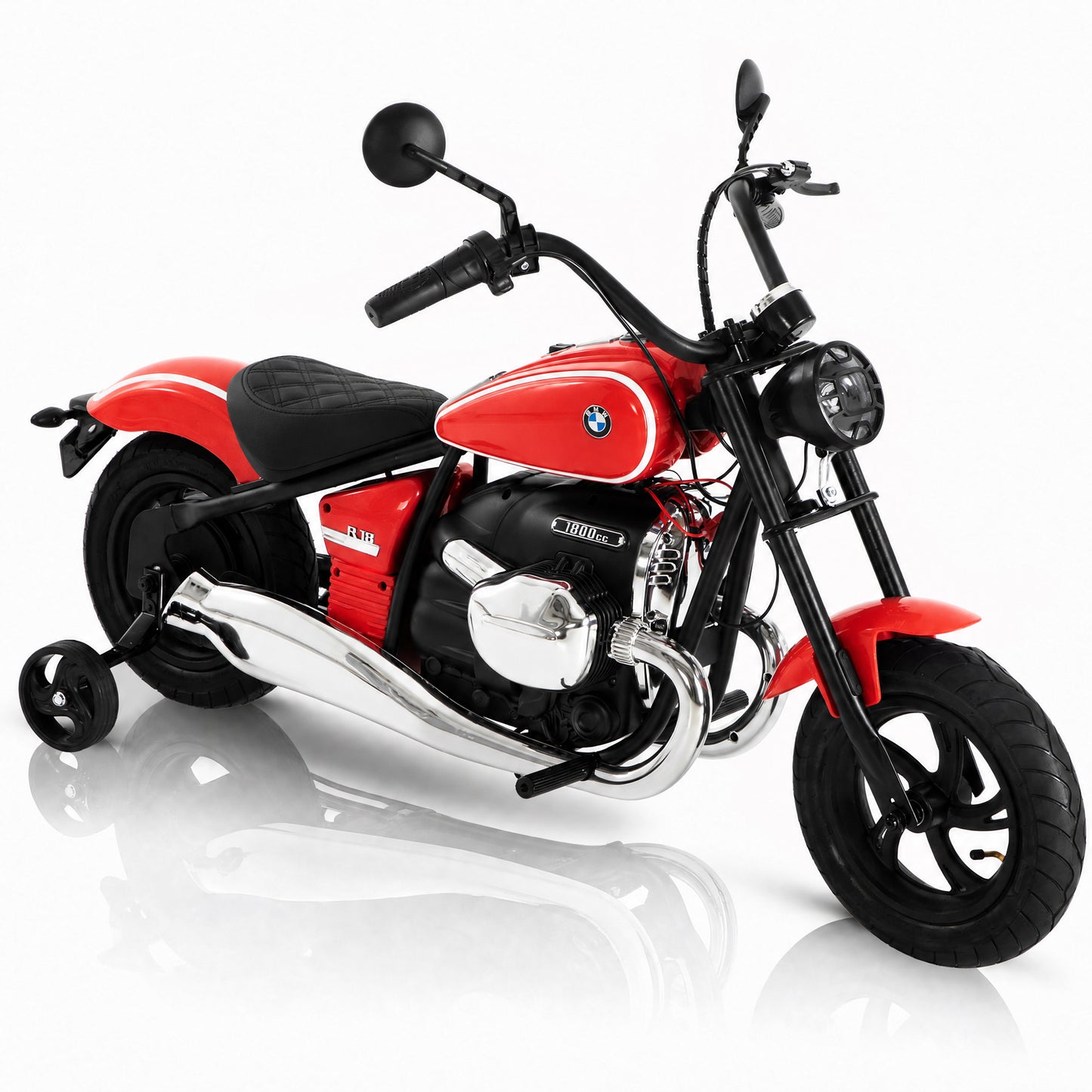 Alpha Joy BMW Licensed Electric Motorcycle 24V Battery Powered Electric Vehicle Car for Kids 200W 13 MPH Ride on Car with All-Terrain Tires, Removable Training Wheels for Boys Girls Age 8-12, Red