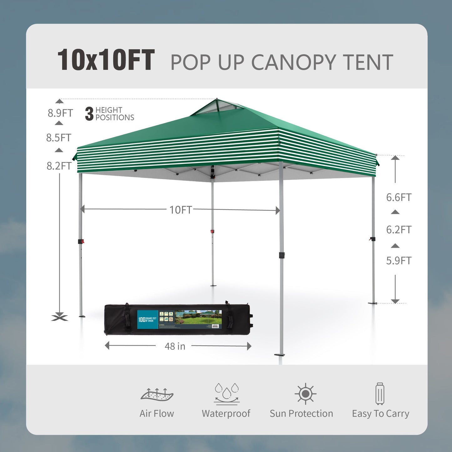 10'x 10' Pop up Canopy Tent Outdoor Event Instant Tent with Roller Bag