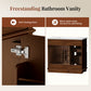 Sophia & William 36inch Bathroom Vanity with 5inch Deep Sink Freestanding Wood Bathroom Cabinet Vanity with 2 Doors with Shelf & 2 Drawers, Cherry Brown