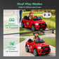 Alpha Joy 12V Kids Ride On 2-Seat Fire Truck with Megaphone, Remote Control, 3 Speeds, Electric Toy Car for Ages 3+, Red