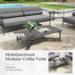 Sophia&William 5 Pieces Outdoor Patio Furniture Set Modern Metal Conversation Set with 28.3" Wider Chairs & Modular Coffee Table & 7.1" Gray Cushions