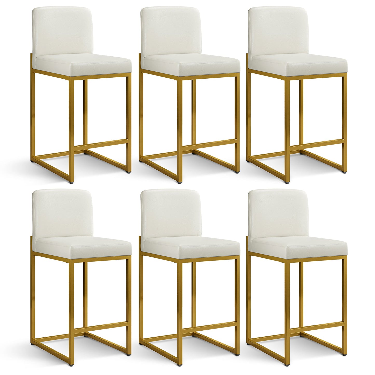 Sophia & William 24" Counter Height Bar Stools with High Backrest 2 Pack Comfortable Modern Counter Stools for Kitchen & Home, White