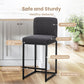 Sophia & William Counter Height Bar Stools with High Backrest 2 Pack Soft & Durable Chenille Fabric Bar Stools for Kitchen Island, Grayish Black