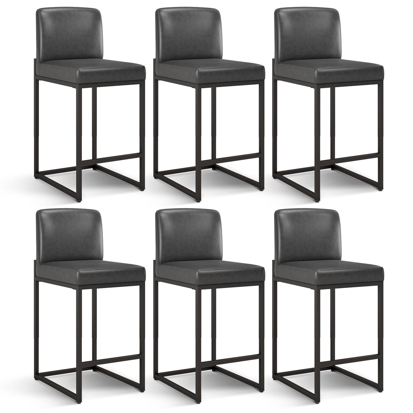 Sophia & William Counter Height Bar Stools with High Backrest Set of 6 Comfortable Modern Counter Stools for Kitchen & Home, Gray