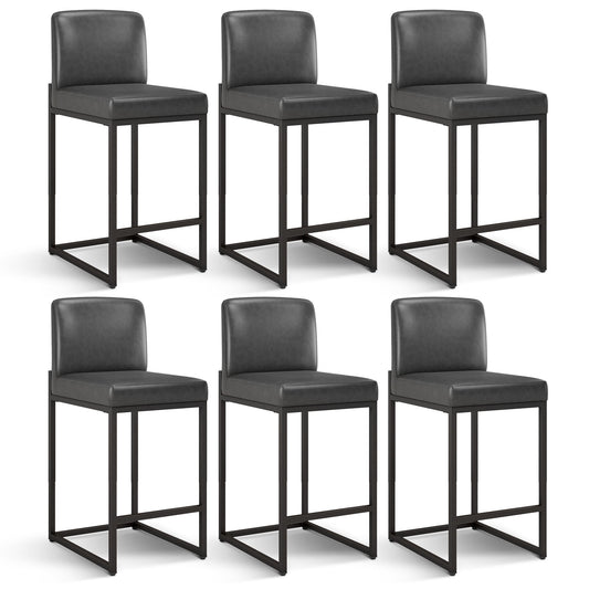 Sophia & William Counter Height Bar Stools with High Backrest Set of 6 Comfortable Modern Counter Stools for Kitchen & Home, Gray