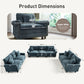 Sophia&William Modular Sectional Sofa Set, Mid-Century Chenille Cloud Couch 7-Seat Deap Seat Sofa with Nailhead Trim and 7 Throw Pillows for Living Room, Cyan