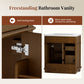 Sophia & William 30inch Bathroom Vanity with 5inch Deep Sink Freestanding Wood Bathroom Cabinet Vanity with 1 Door & 2 Drawers, Walnut