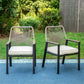 Sophia & William 4Pcs Outdoor Patio Rattan Dining Chairs with Metal Frame, Beige Cushion