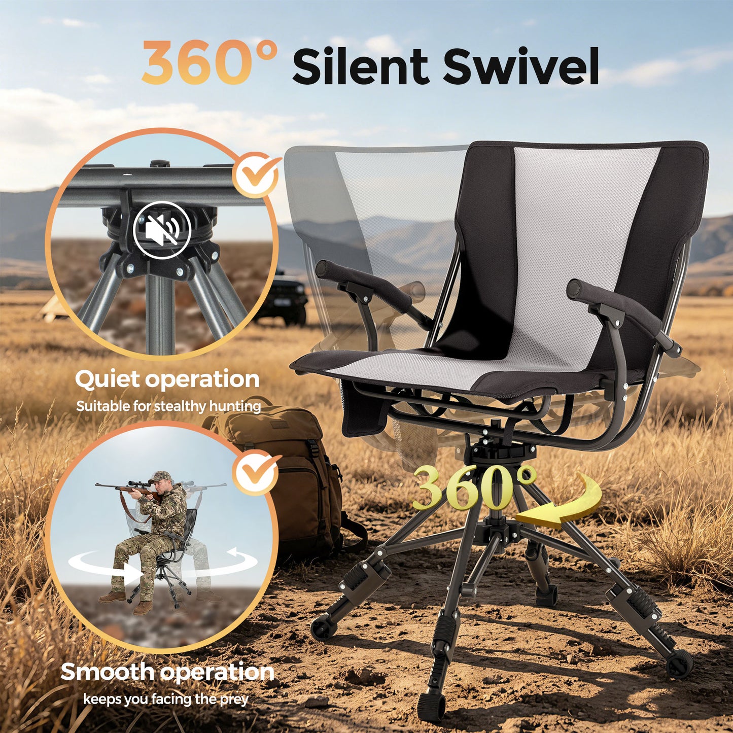 Sophia & William Outdoor Camping Chair - Lightweight Breathable Mesh Folding Chair with Adjustable Height, 330 lbs Capacity, Ideal for Hunting and Blind Use