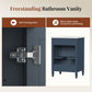 Sophia & William 24inch Bathroom Vanity with 5inch Deep Sink Freestanding Wood Bathroom Cabinet Vanity with 2 Doors & 3-Level Adjustable Shelf, Charcoal Blue