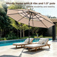 Alpha Joy 10ft 3 Tier Auto-Tilt Outdoor Patio Umbrella Beach Garden Double Vented Table Umbrella with Push Button and Crank, Beige & Tan