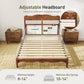 Sophia & William Queen Size Platform Bed Frame Rattan Bed Frame with Adjustable Headboard & Wooden Slats for Bedroom,No Box Spring Needed