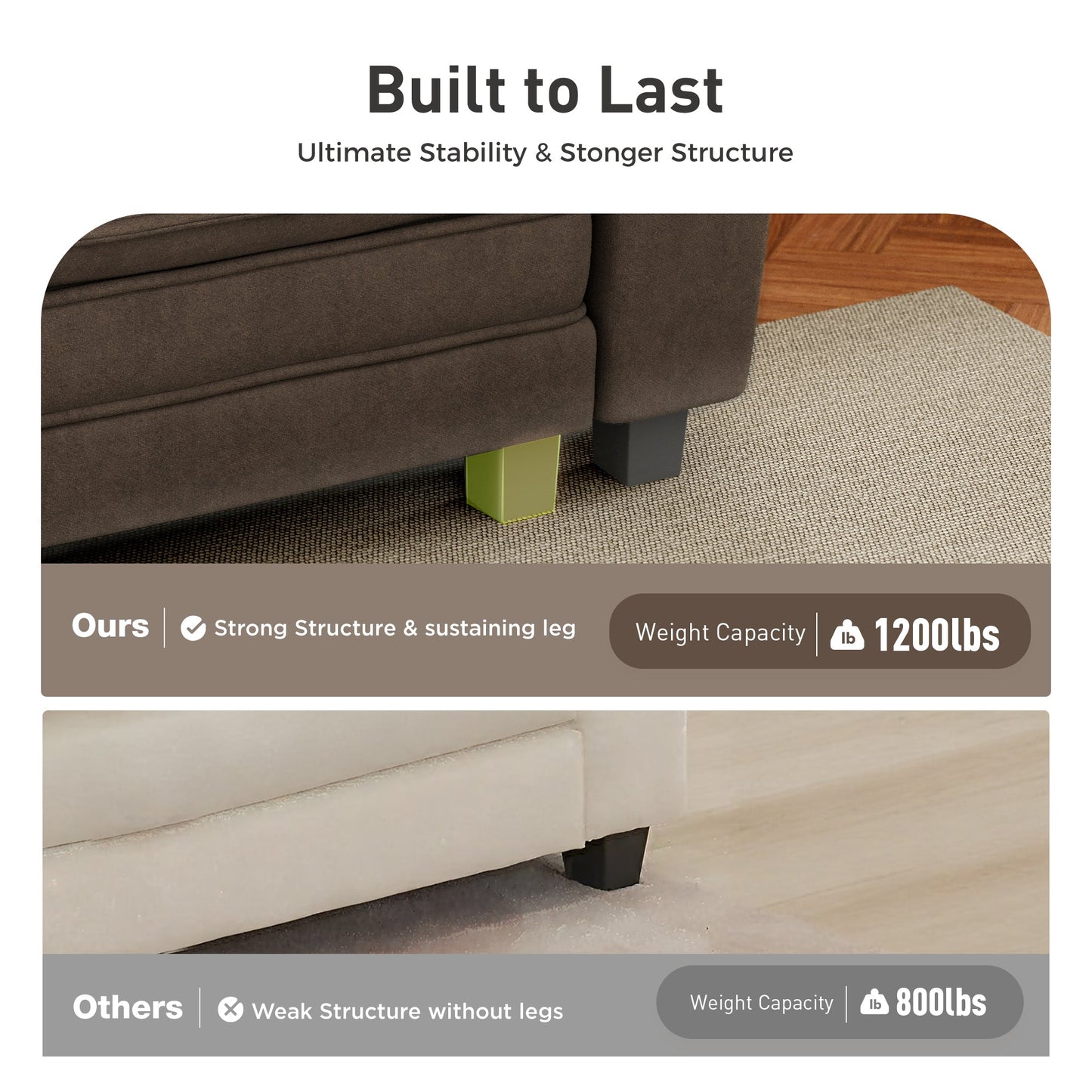 Sophia&William Convertible Sectional Sofa Couch, Modern Chenille Couch 5-Seat Deep Sofa Modular Sectional with 5 Pilliows for Living Room,Brown