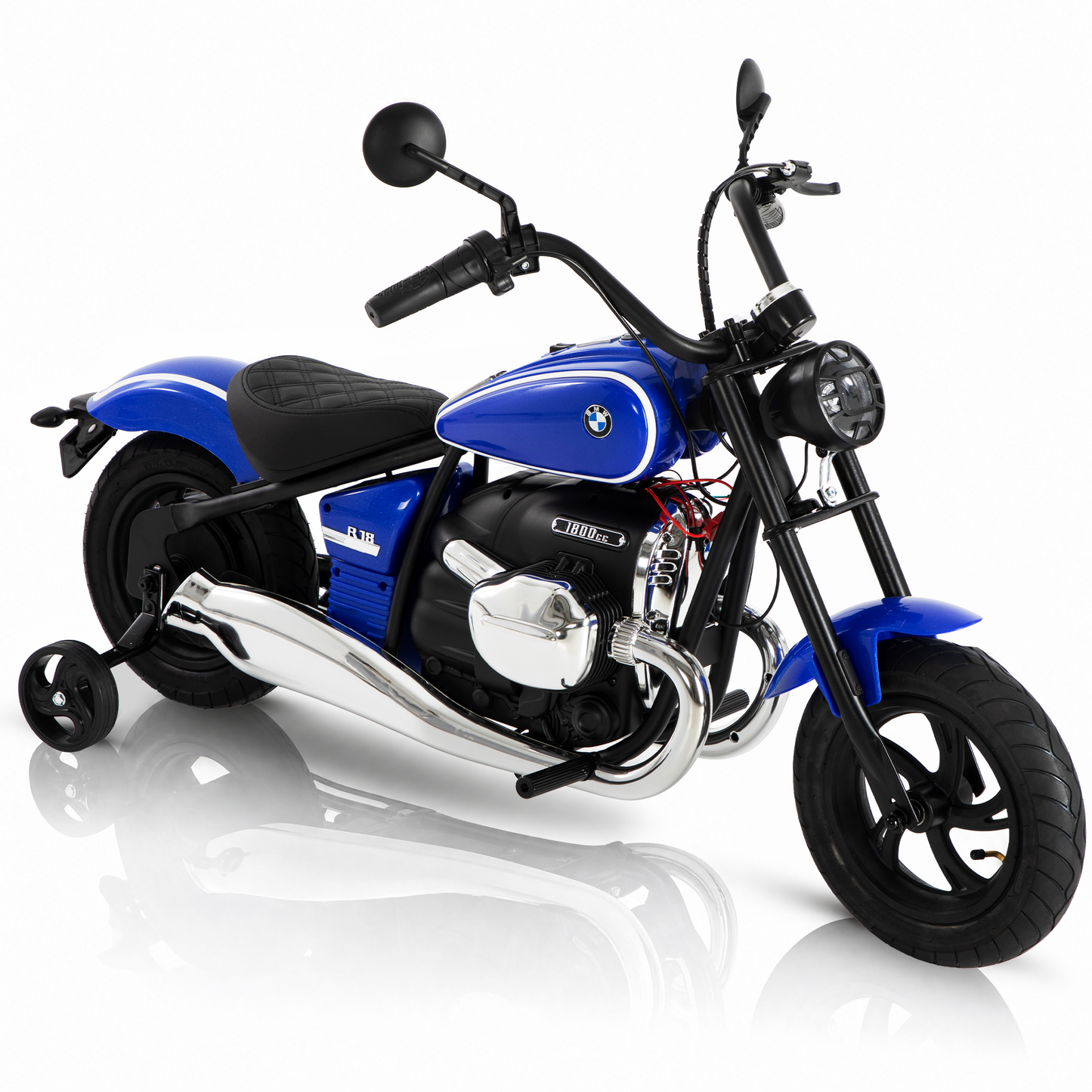 Alpha Joy BMW Licensed Electric Motorcycle 24V Battery Powered Electric Vehicle Car for Kids 200W 13 MPH Ride on Car with All-Terrain Tires, Removable Training Wheels for Boys Girls Age 8-12, Blue