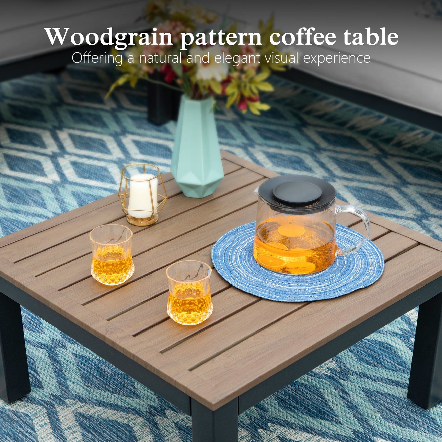 Sophia & William 9 Pieces Patio Furniture Set Sectional Metal Outdoor Conversation Set with Coffee Table, Light Grey Cushion