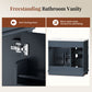Sophia & William 36inch Bathroom Vanity with 5inch Deep Sink Freestanding Wood Bathroom Cabinet Vanity with 2 Doors with Shelf & 2 Drawers, Charcoal Blue