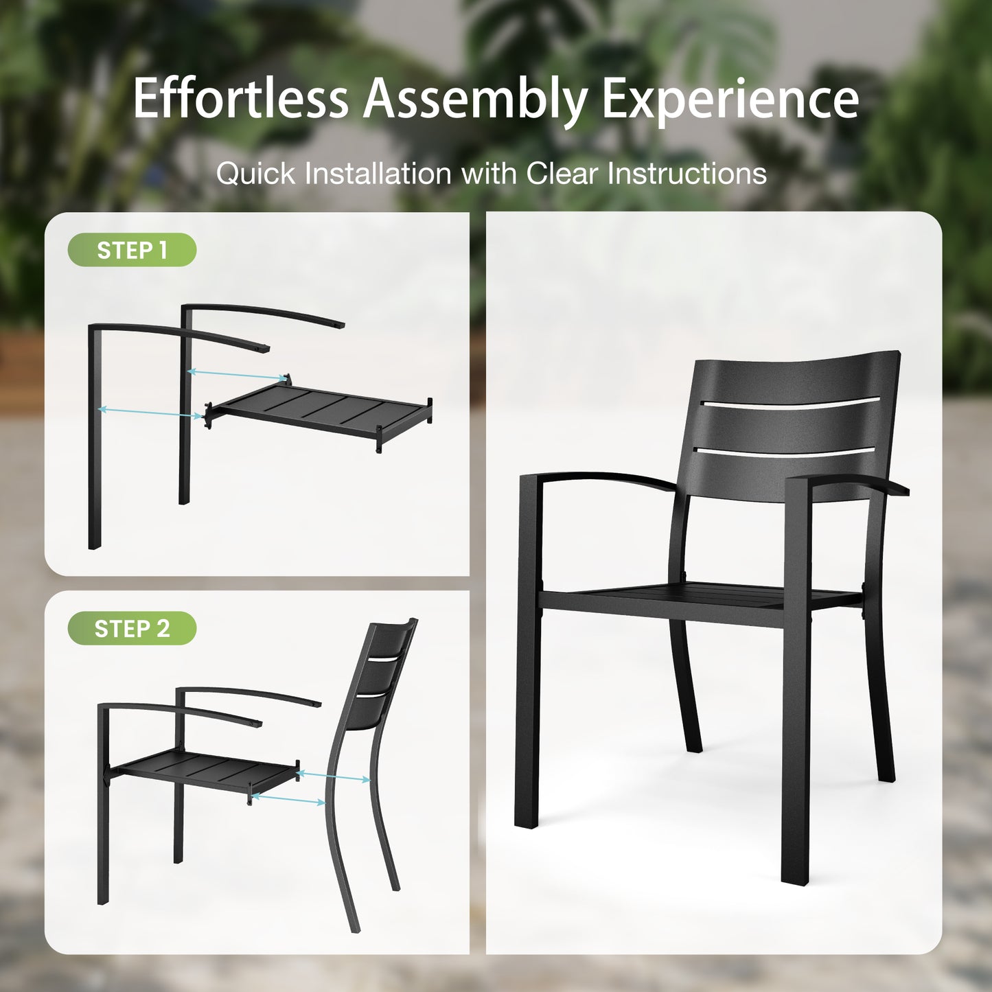 Sophia&William 7Pcs Patio Dining Set Outdoor Metal Stackable Chairs and Rectangular Table Furniture Sets for 6