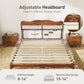 Sophia & William King Size Wood Platform Bed Frame with Wooven Rattan Adjustable Headboard & Wooden Slats,No Box Spring Needed