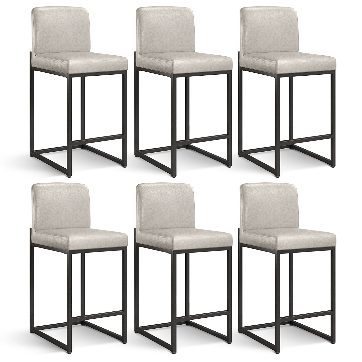 Sophia & William Counter Height Bar Stools with Backrest Set of 6 Comfortable Modern Counter Stools for Kitchen & Home, White