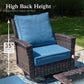 Sophia & William 3 Pieces Patio Chairs Set with Side Table Wicker Outdoor Bistro Set, Navy Blue