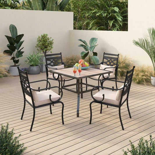 Sophia&William 5-Piece Outdoor Patio Dining Set Cushioned Chairs and Steel Table