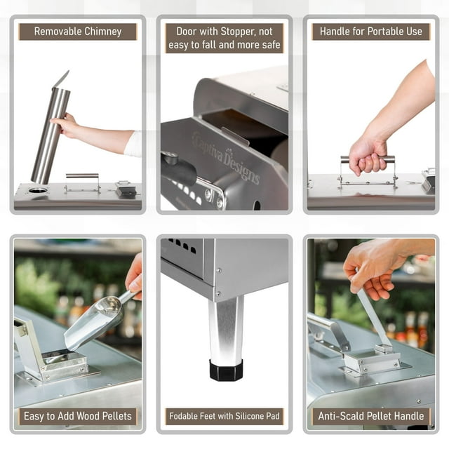 Kitchen Academy Outdoor Pizza Oven Wood Fired & Gas Oven with 12" Rotatable Pizza Stone