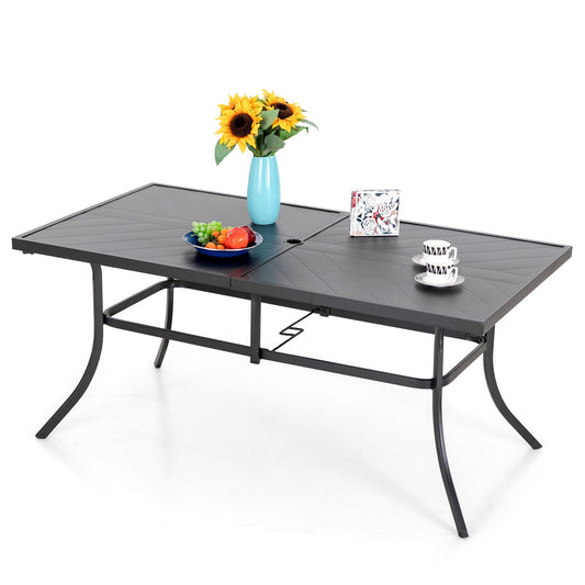 Sophia & William Metal 6 Seat Outdoor Patio Dining Table, Black